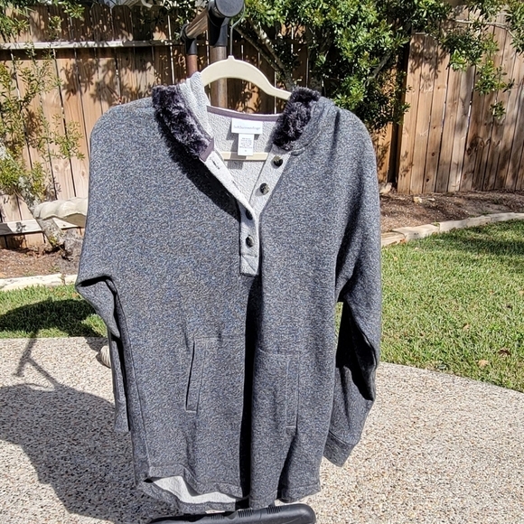 NWOT SOFT SURROUNDINGS Medium Cabin Cuddle Up Hoodie Sweatshirt Sweater Hood Gra - Picture 2 of 12